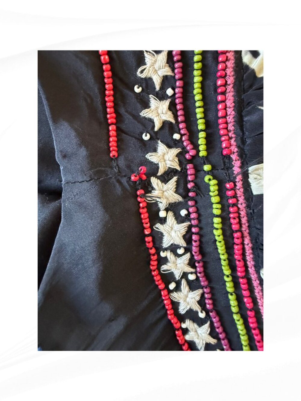 FARM Rio Cerrado Sky Embroidered Beaded Maxi Dress Black Kimono Sleeve Boho M - Picture 15 of 17